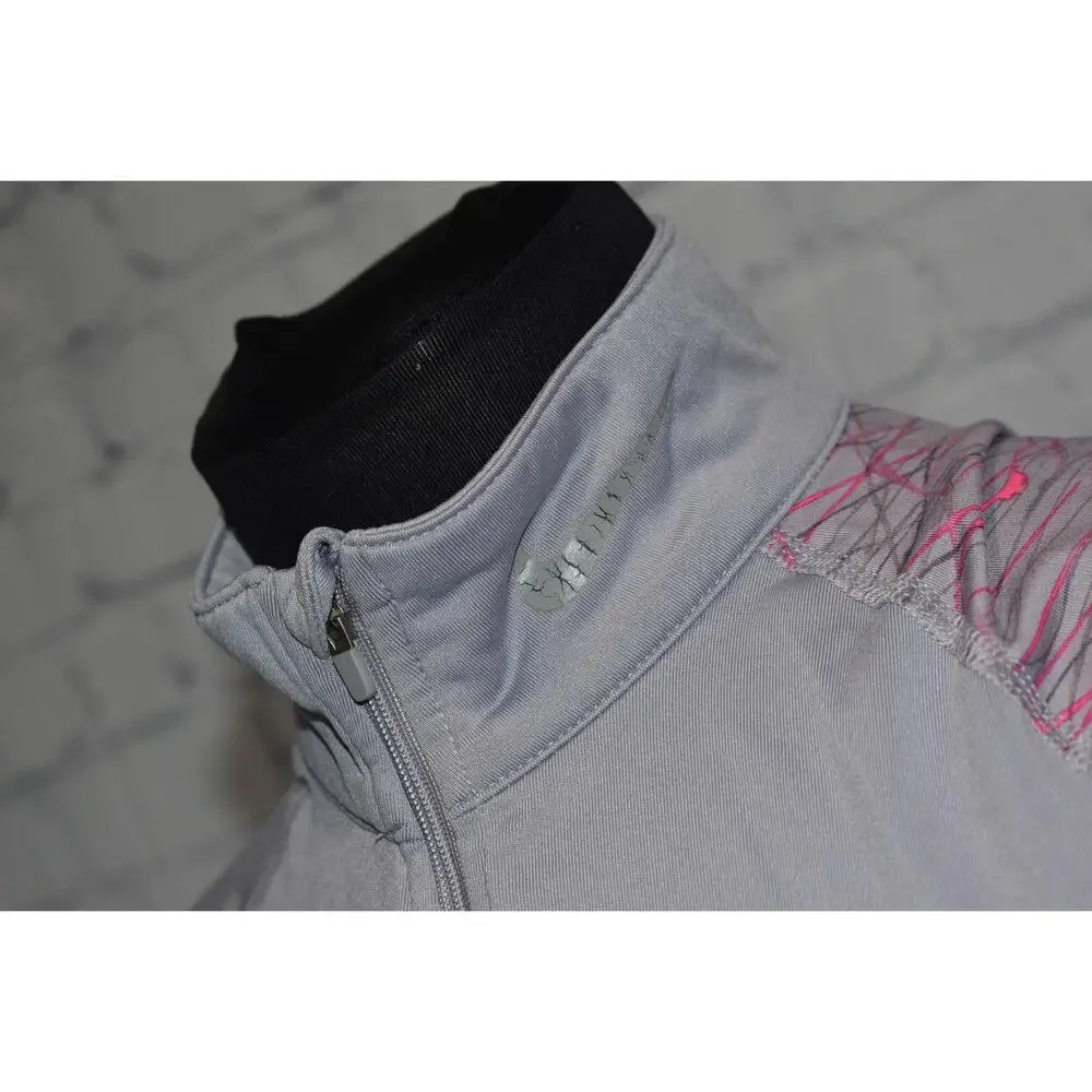 Nike Pro Combat Shirt Womens Size Medium Fitted 1/4 Zip Dri-Fit Performance Gray